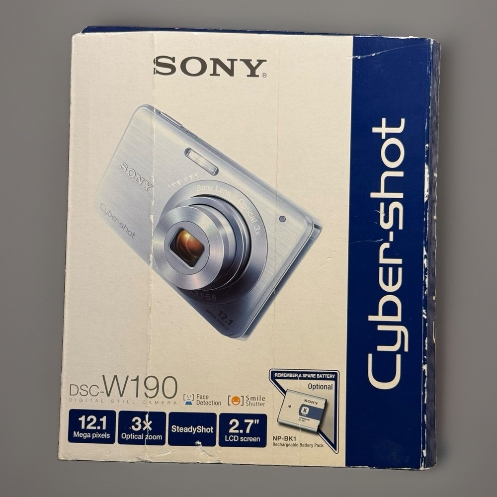 Sony Cyber-Shot DSC-W190 12.1MP Digital Camera Black 3x Zoom Bundle Memory Card
